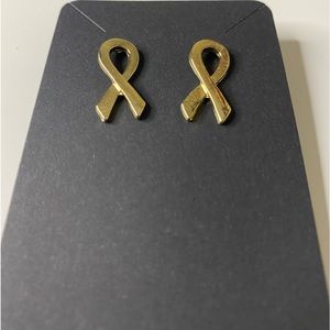 Gold Ribbon Stud Earrings